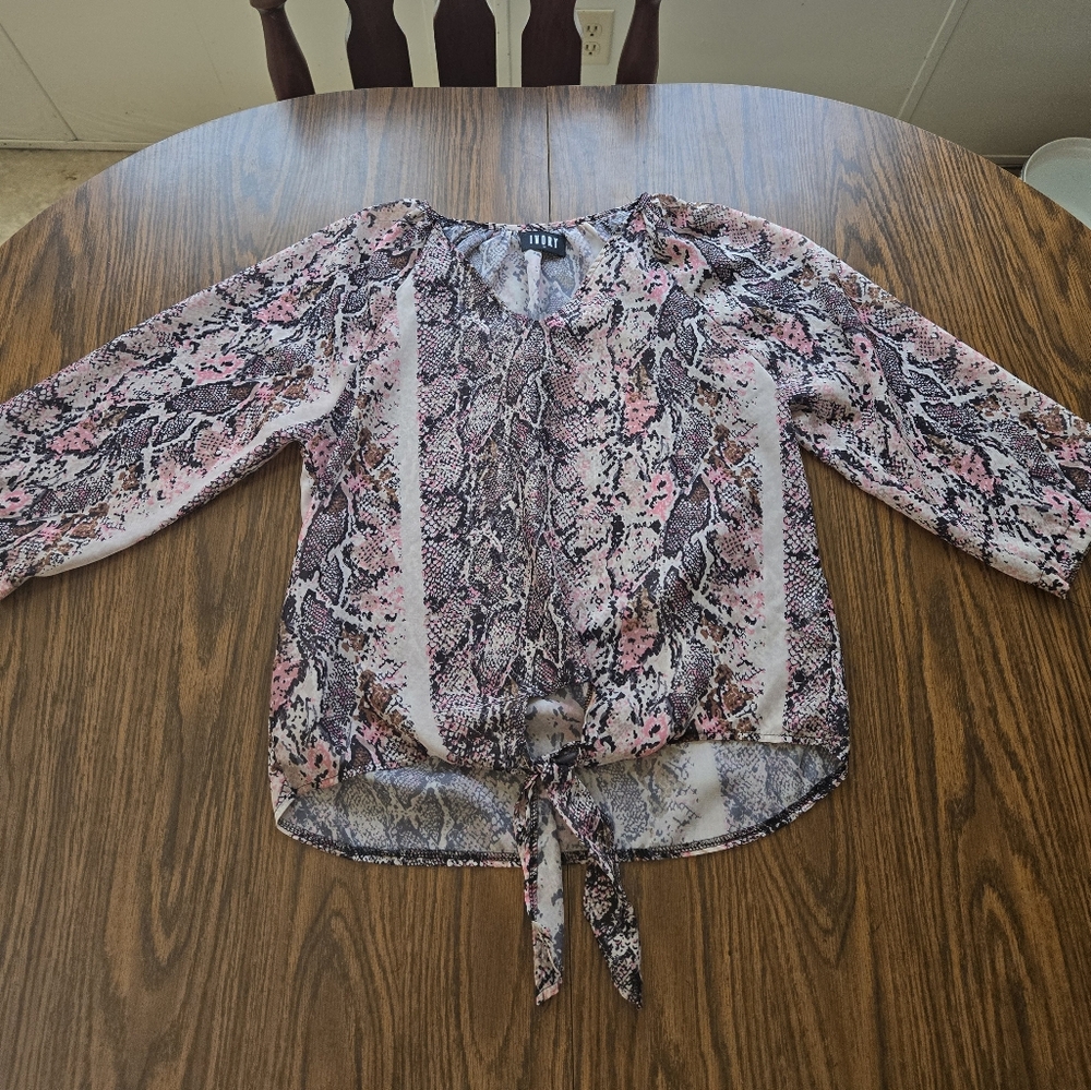 Ivory 3/4 Sleeve Semi Sheer Blouse